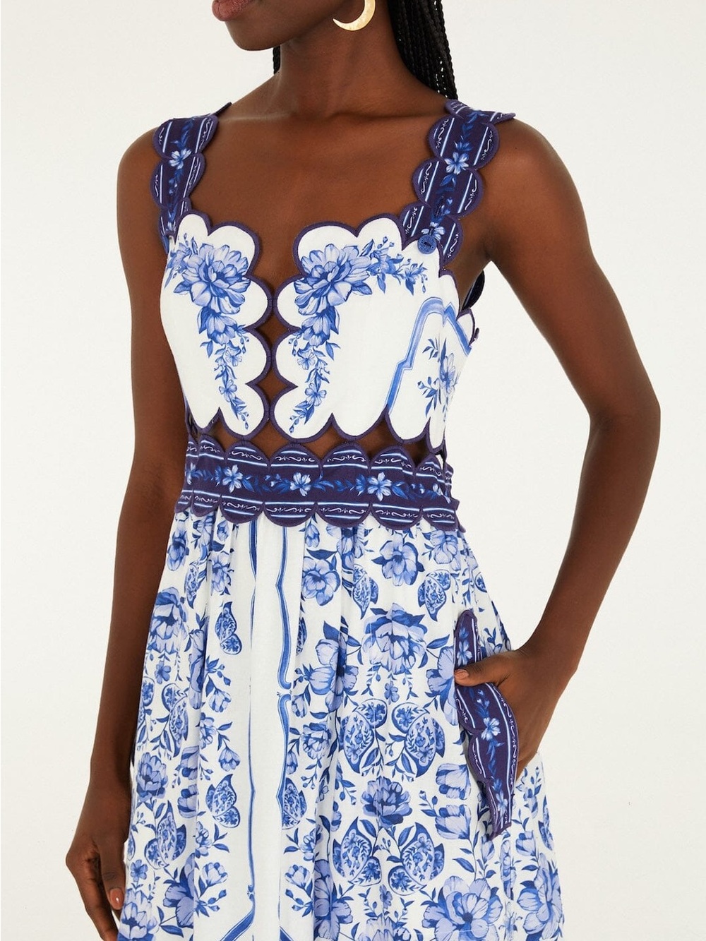 FARM RIO Off-White Porcelain Garden Cut-Out Midi Dress - Picture 2 of 4